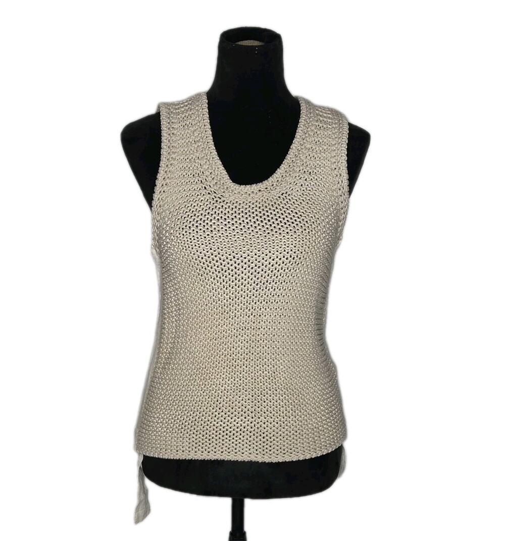 Chloé Beige Clair Knit Sleeveless Top Italy Silk Cotton Tank Size S